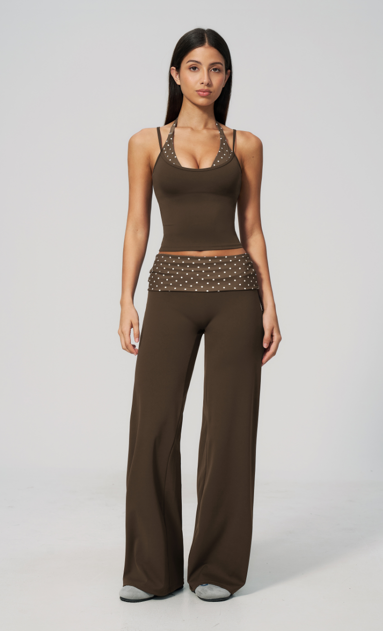 Chloe Polka Dot Foldover Wide Leg Matching Set
