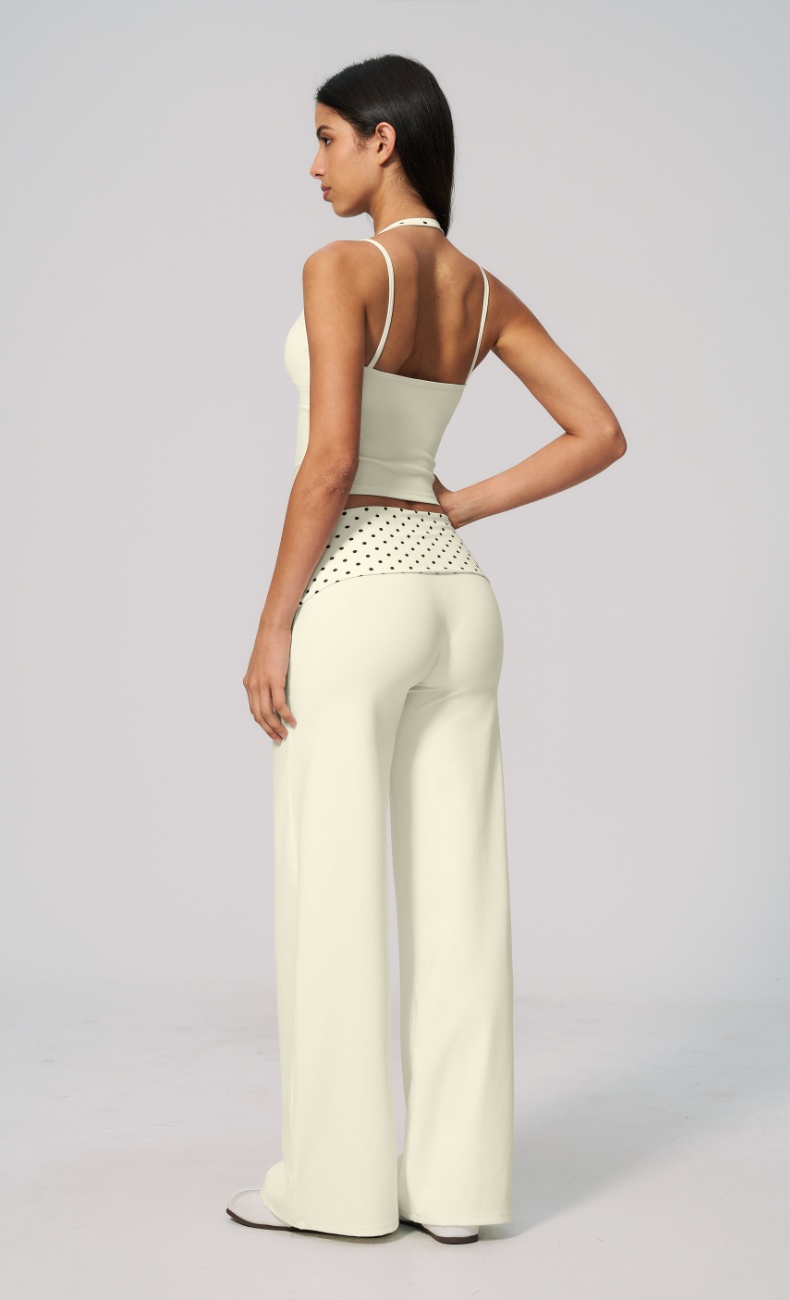 Chloe Polka Dot Foldover Wide Leg Matching Set