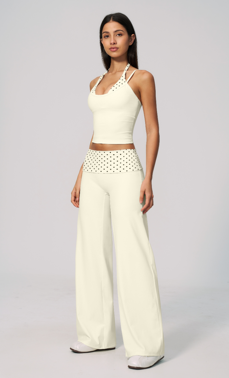 Chloe Polka Dot Foldover Wide Leg Matching Set