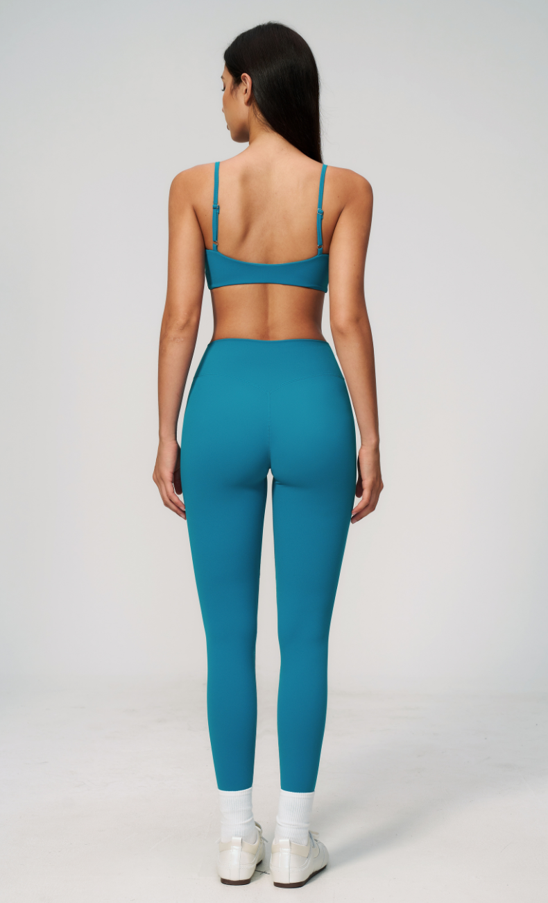 Leah V-Neck Sports Bra High Waisted Leggings Workout Set