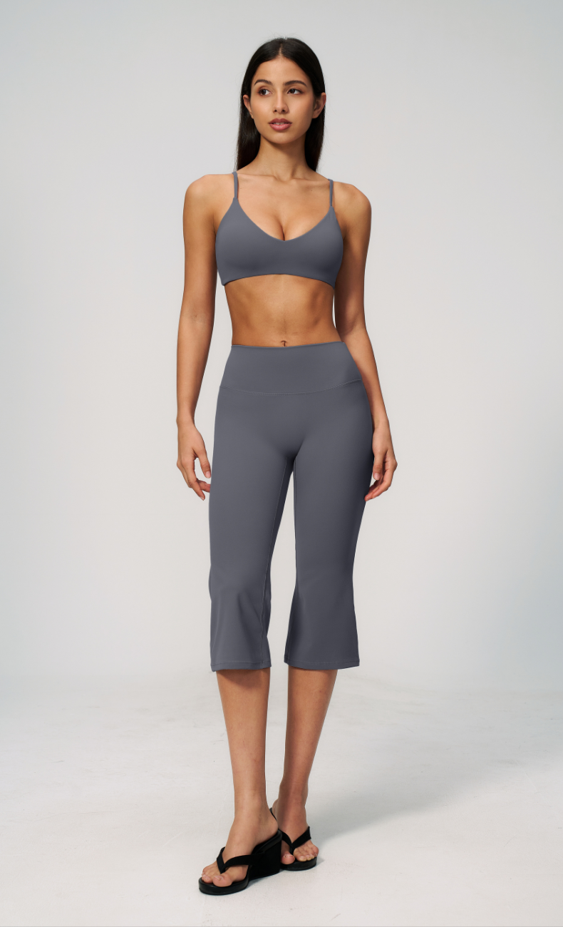 Leah V-Neck Sports Bra Capri Flare Workout Set