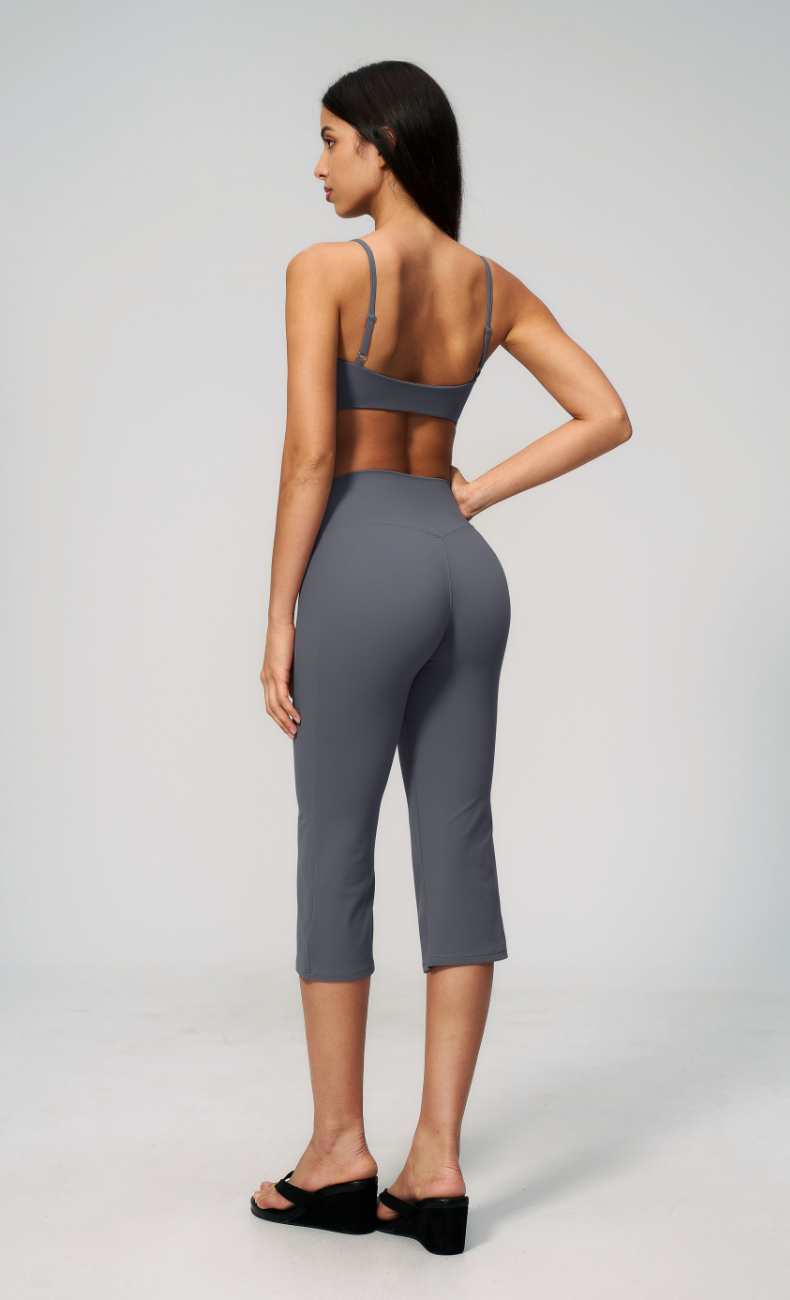 Leah V-Neck Sports Bra Capri Flare Workout Set