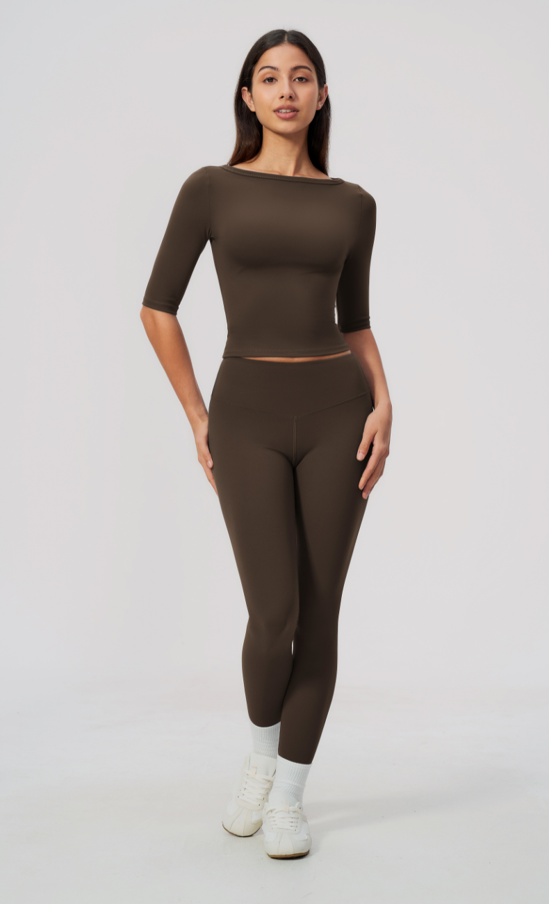 Taylor Boat Neck High Waisted Leggings Workout Set