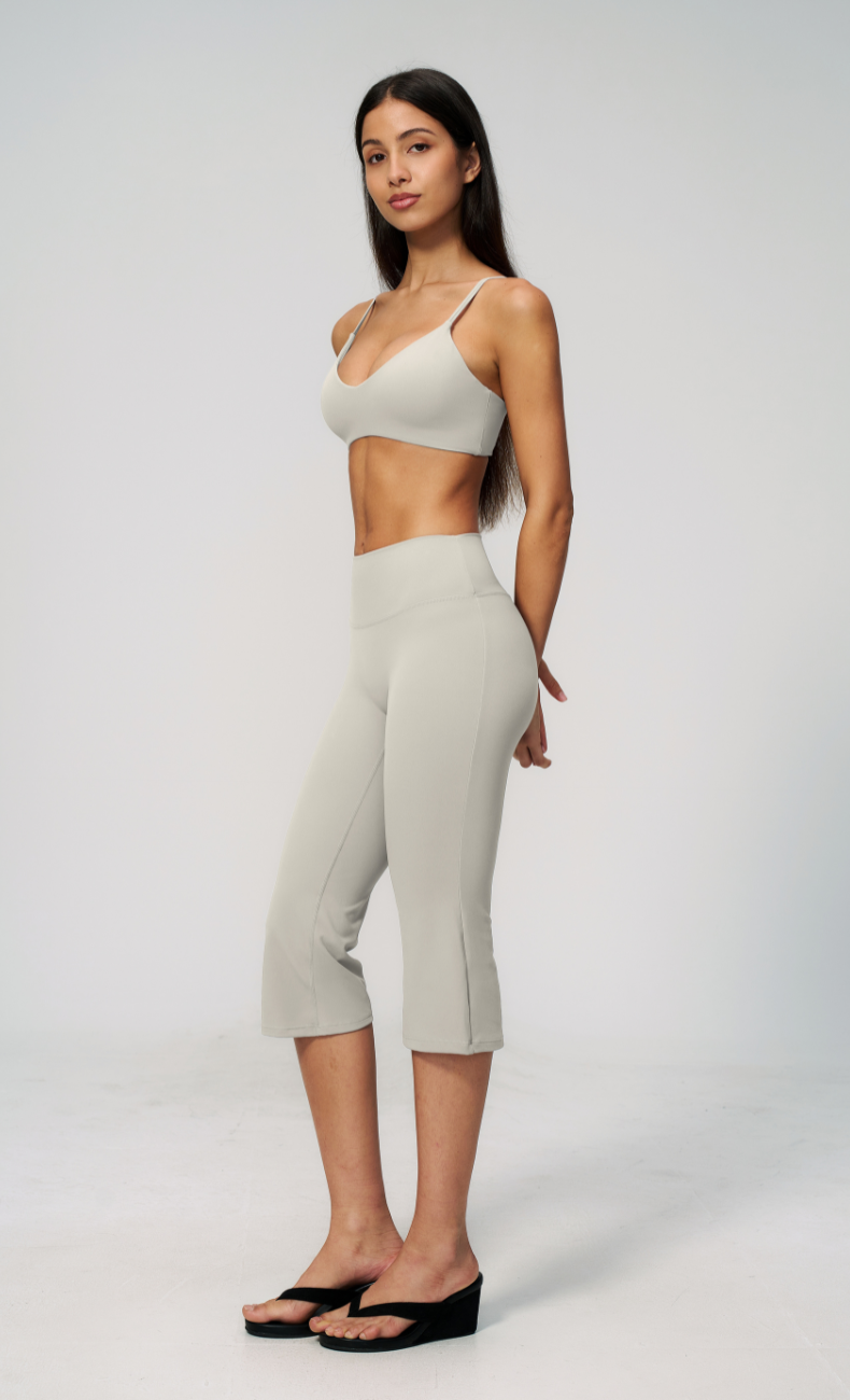 Leah V-Neck Sports Bra Capri Flare Workout Set