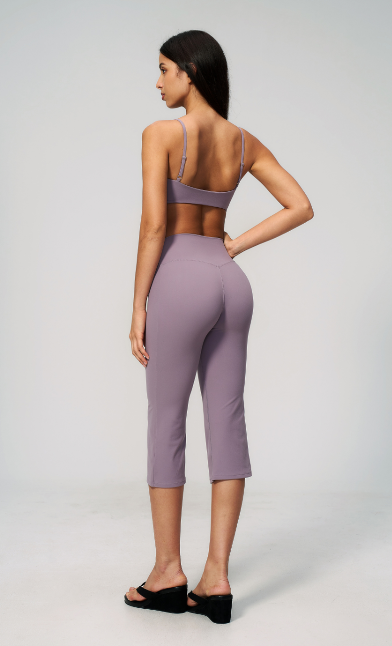 Leah V-Neck Sports Bra Capri Flare Workout Set