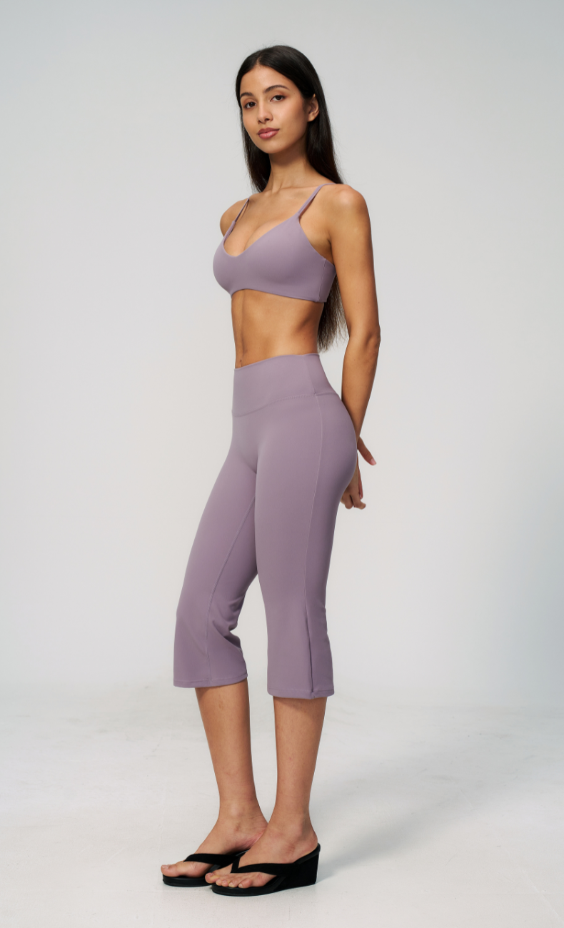 Leah V-Neck Sports Bra Capri Flare Workout Set