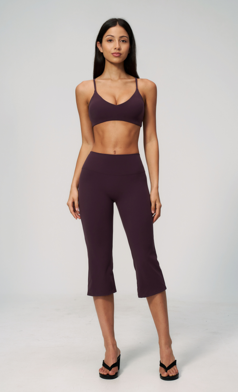Leah V-Neck Sports Bra Capri Flare Workout Set