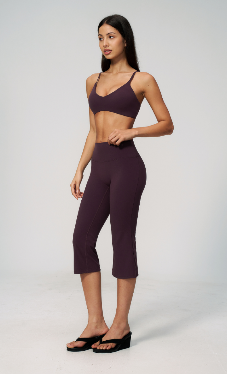 Leah V-Neck Sports Bra Capri Flare Workout Set