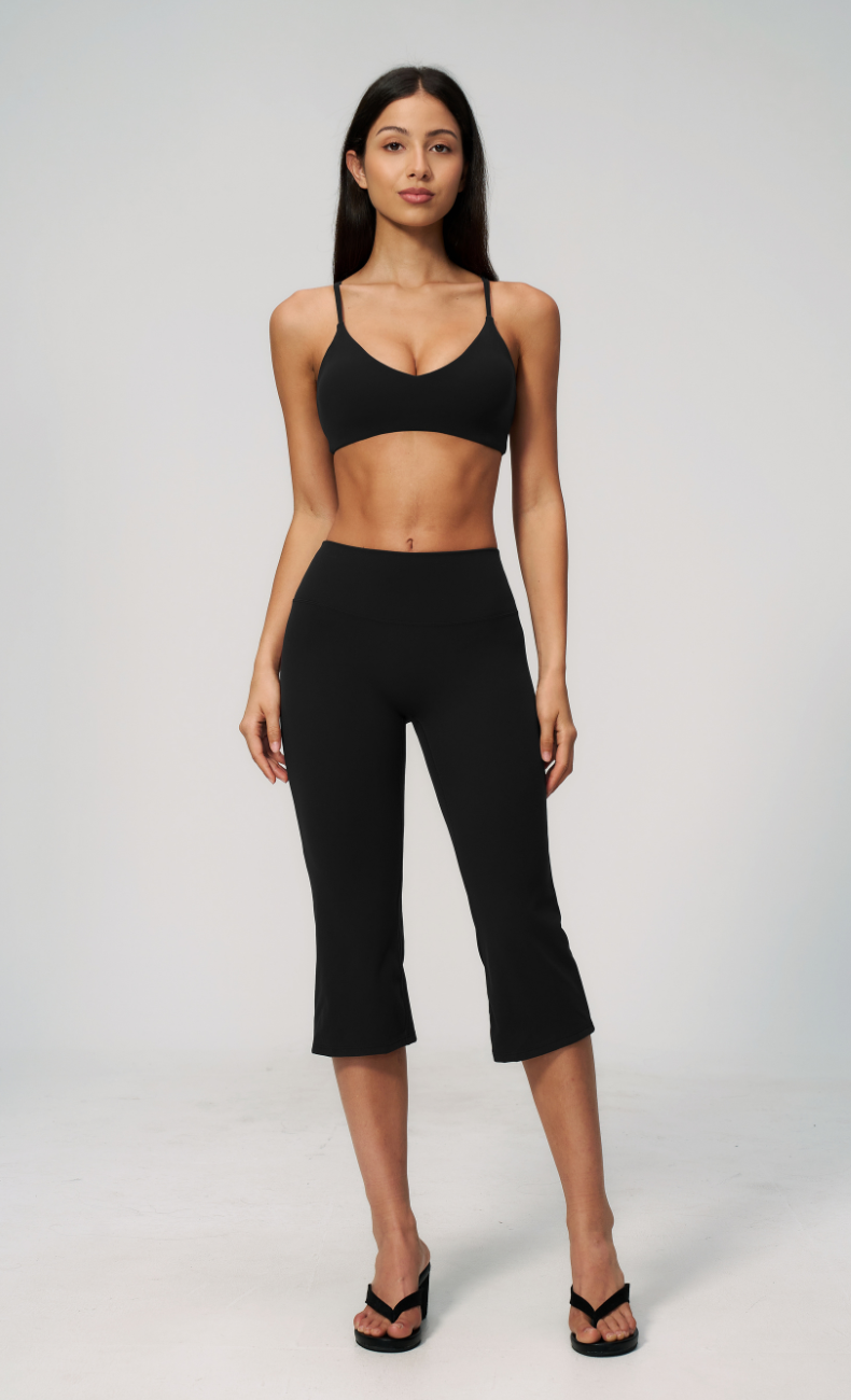 Leah V-Neck Sports Bra Capri Flare Workout Set