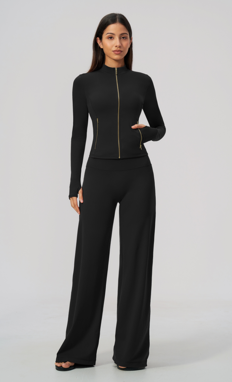 Lauren Full-Zip Jacket Wide Leg Pants Matching Set