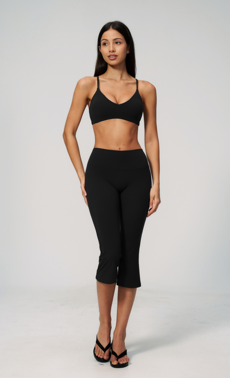 Leah V-Neck Sports Bra Capri Flare Workout Set