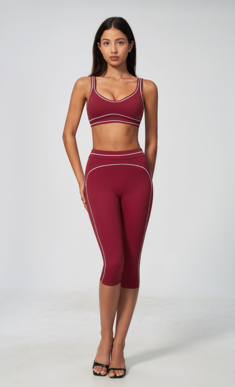 Alexis Contrast Trim Sports Bra Capri Workout Set