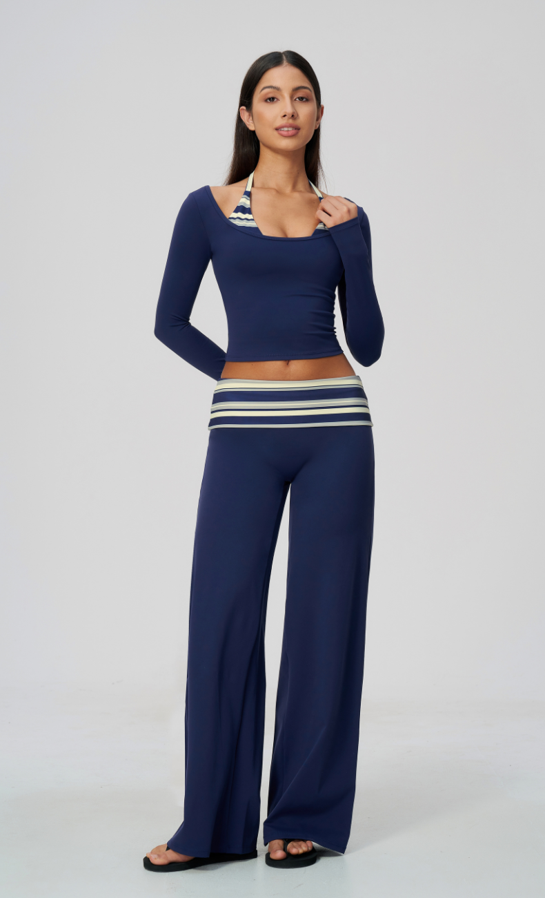 Harper Riviera Stripe Long Sleeve Wide Leg Matching Set