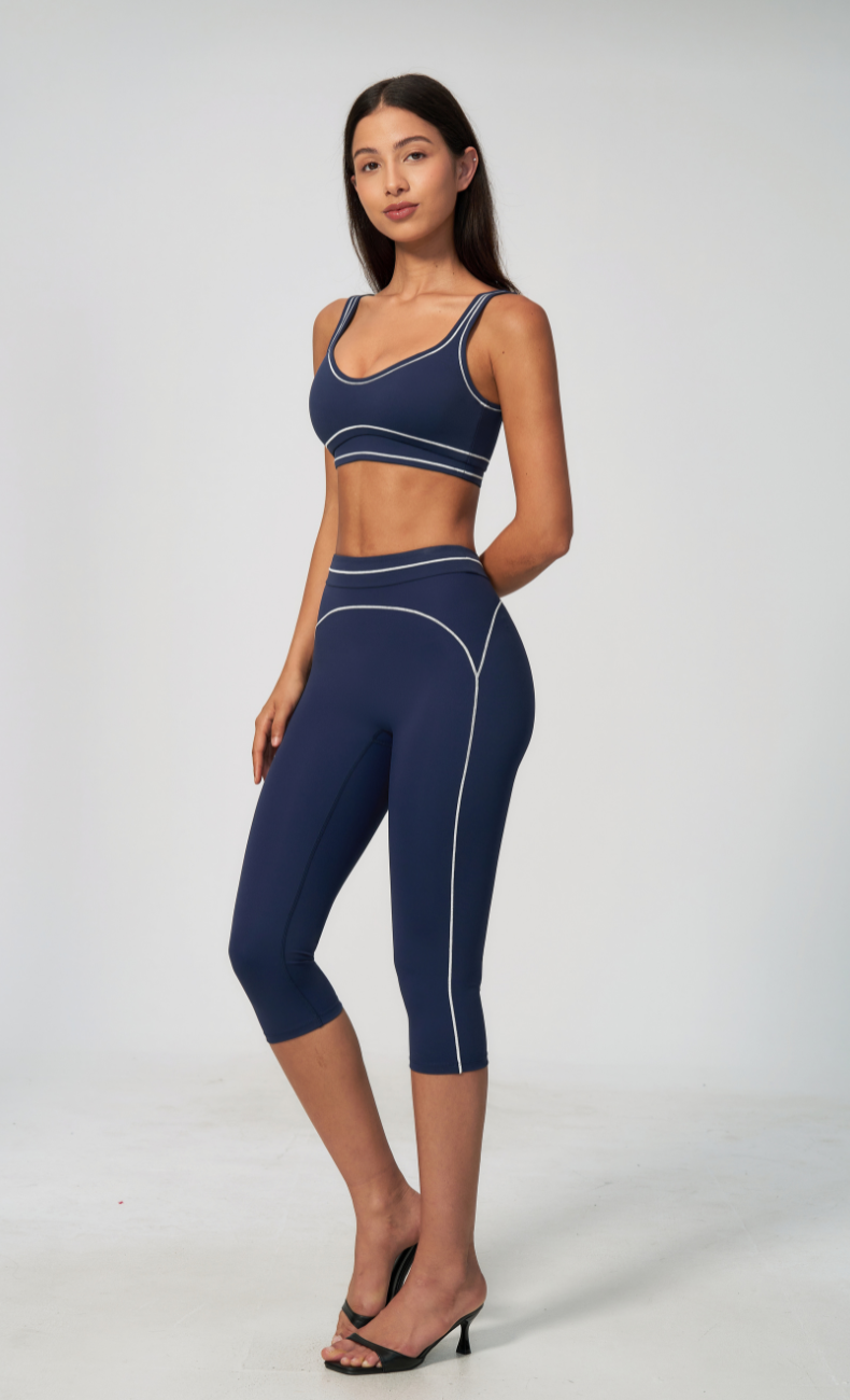 Alexis Contrast Trim Sports Bra Capri Workout Set