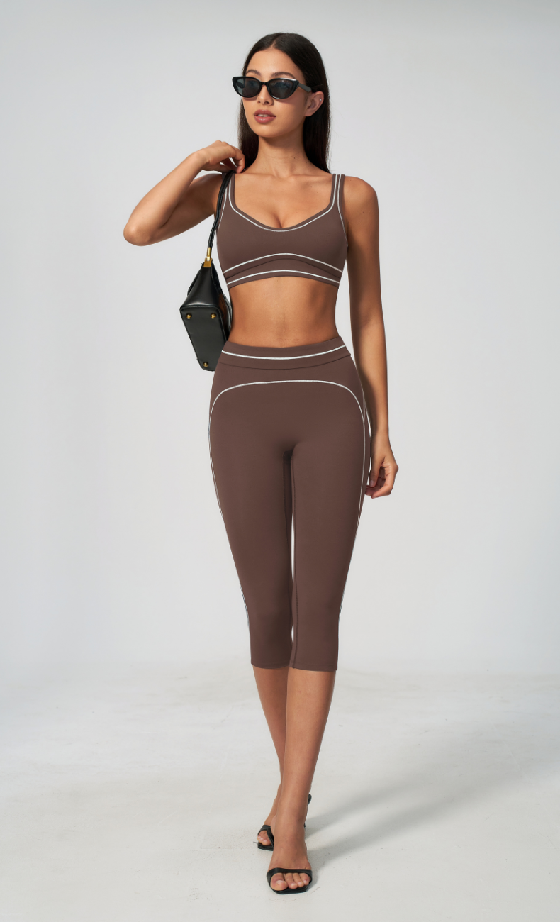 Alexis Contrast Trim Sports Bra Capri Workout Set