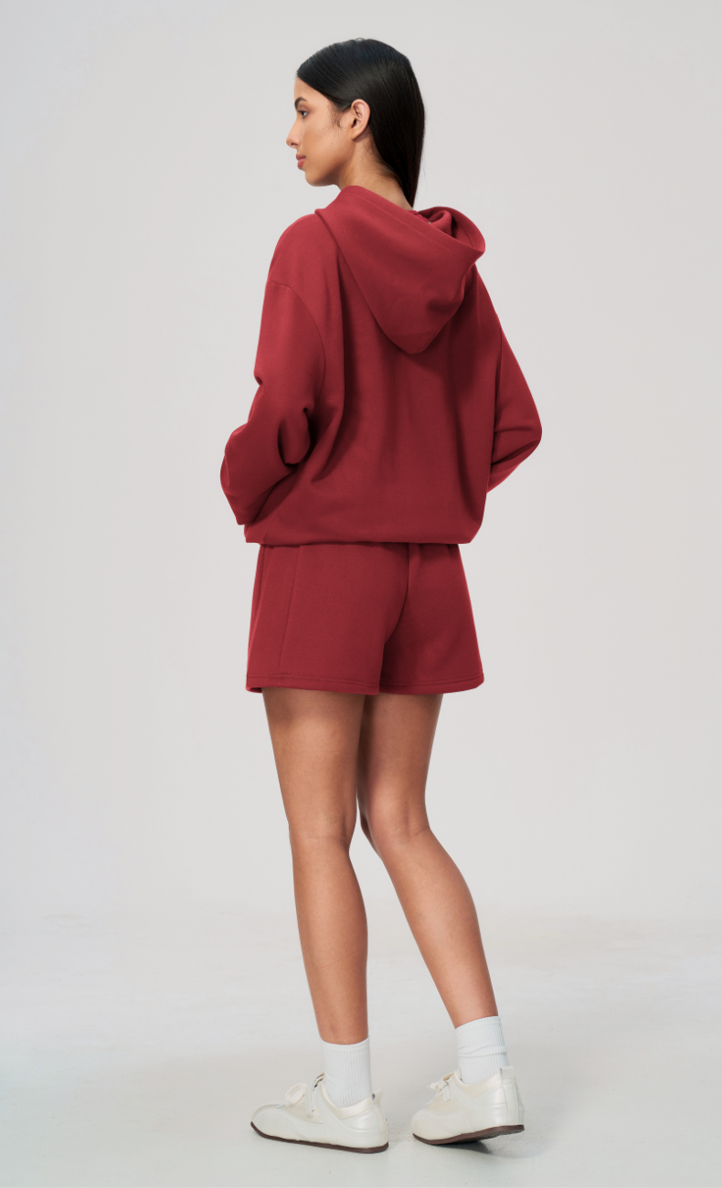Hailey Cotton Blend Zip-Up Hoodie & Sweat Shorts Set