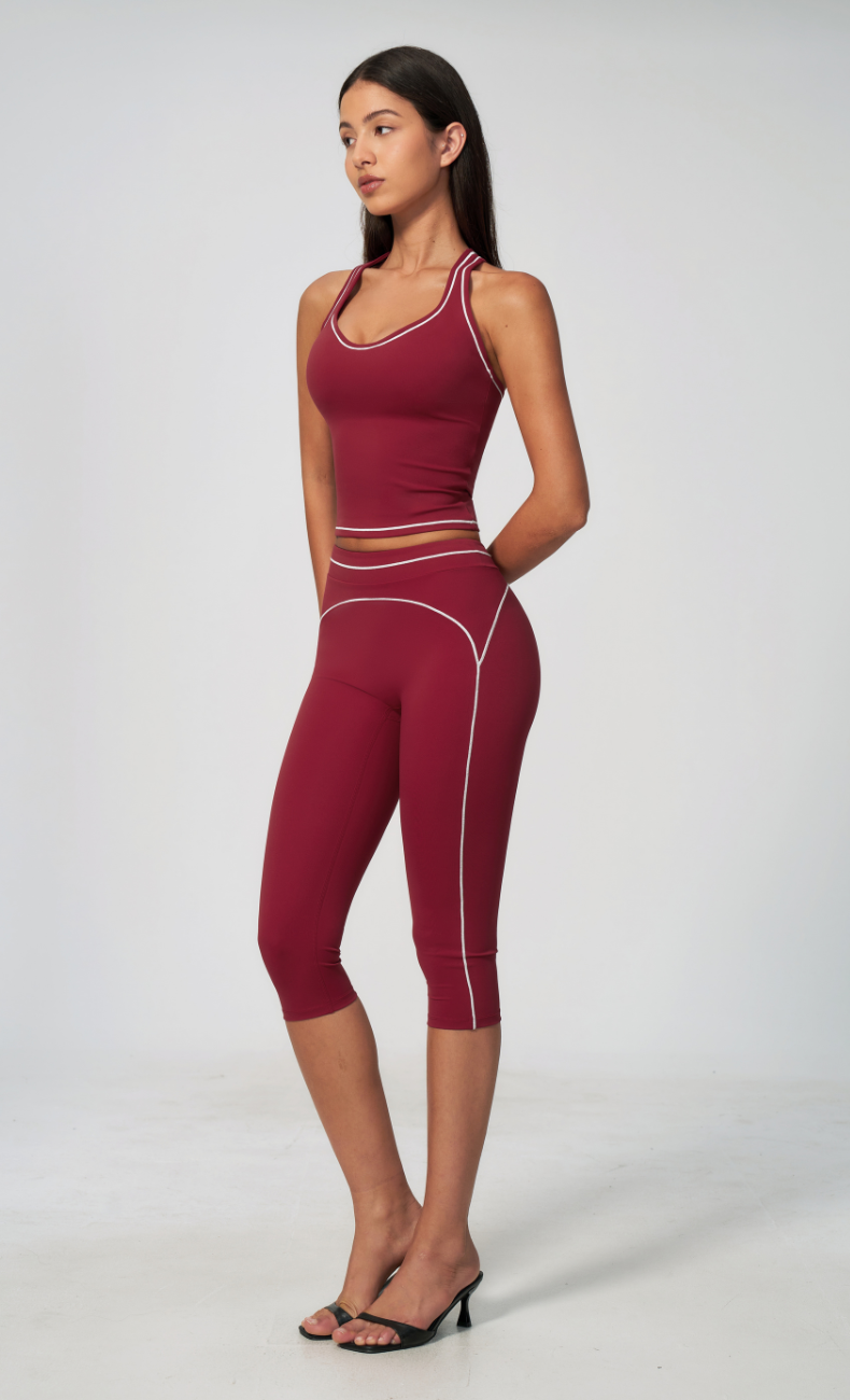 Alexis Contrast Trim Racerback Tank Capri Workout Set