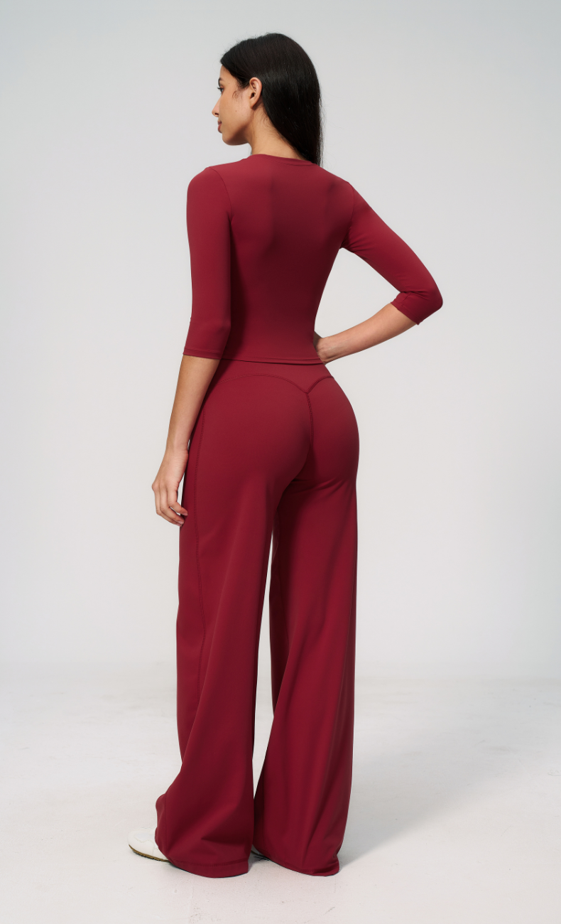 Alexandra 3/4 Sleeve Wide Leg Pants Workout Set