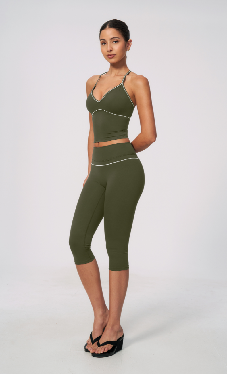 Arielle V-Neck Cami High Waist Capri Workout Set