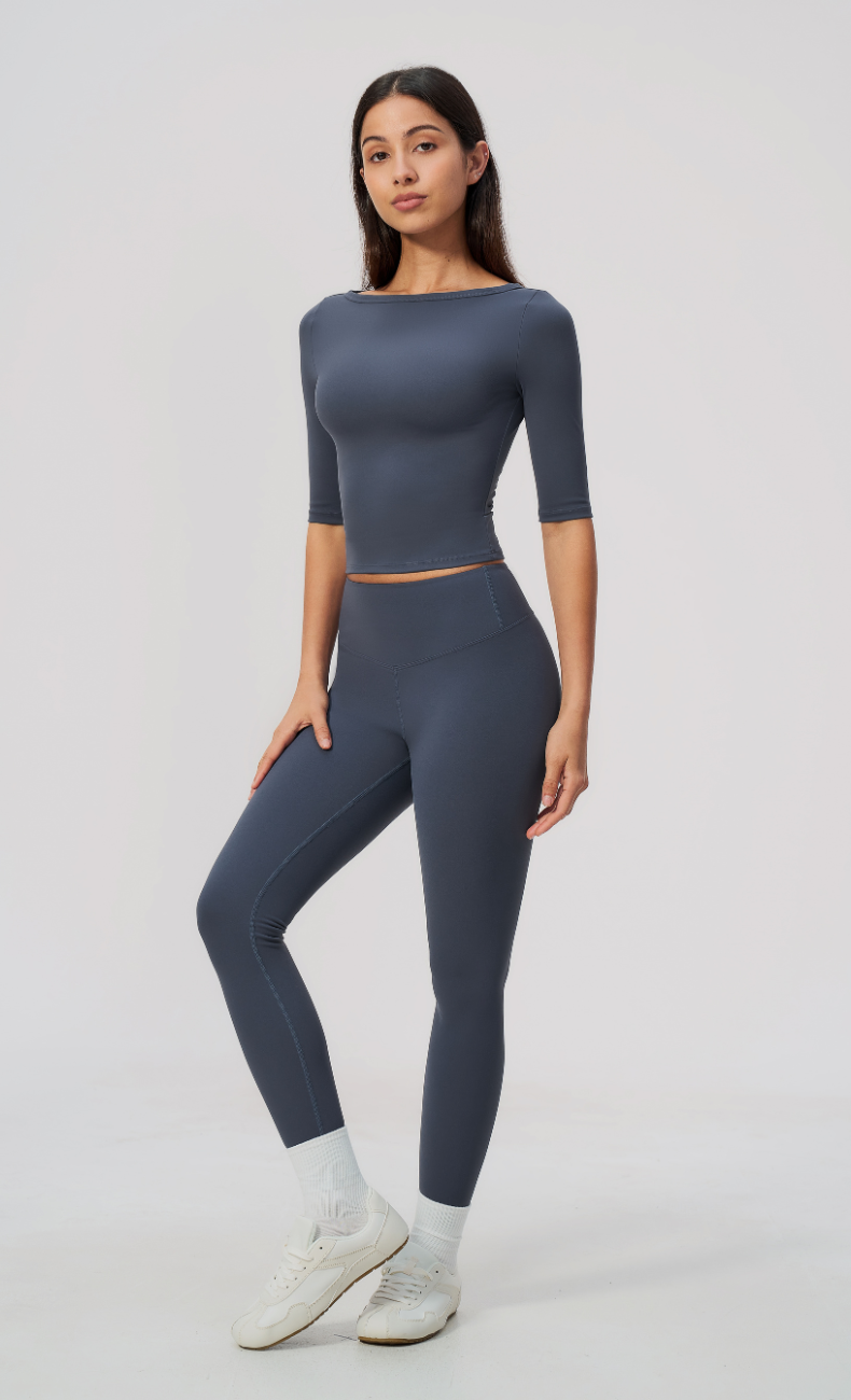 Taylor Boat Neck High Waisted Leggings Workout Set