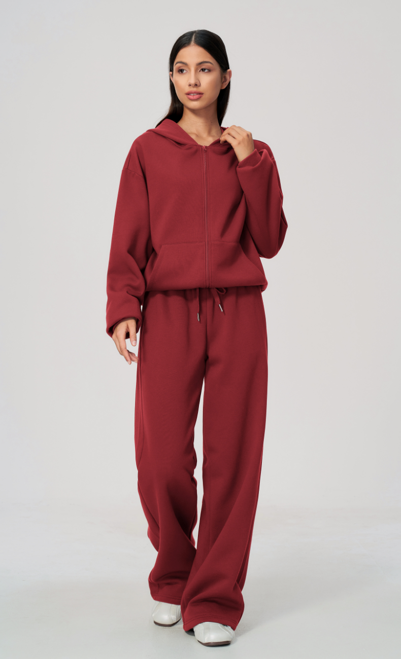 Hailey Cotton Blend Relaxed Zip-Up Hoodie