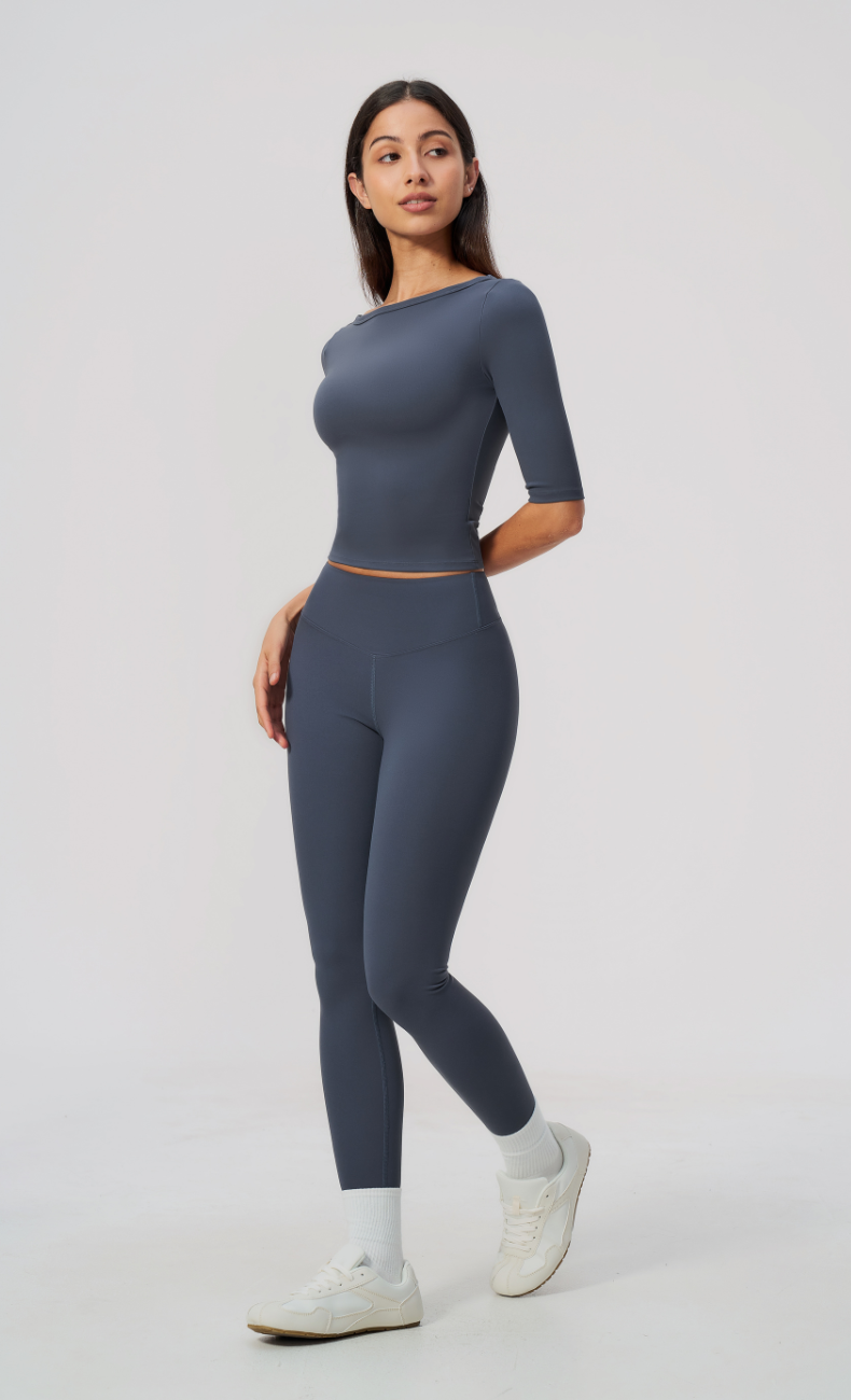 Taylor Boat Neck High Waisted Leggings Workout Set