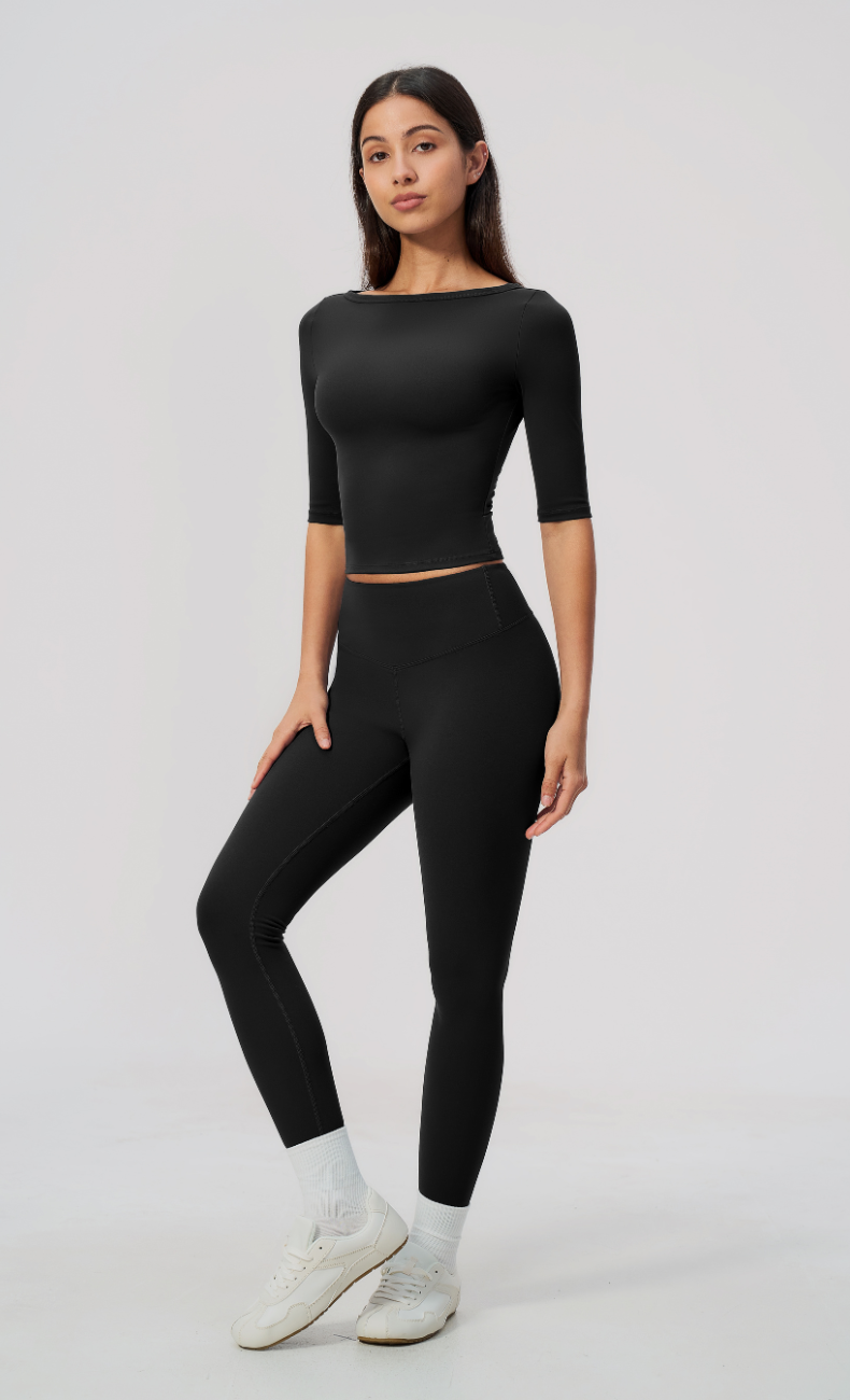 Taylor Boat Neck High Waisted Leggings Workout Set