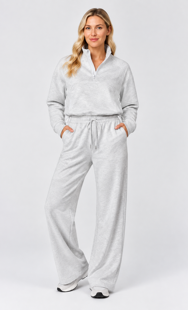 Kenna Luxe Half Zip Wide Leg Lounge Set