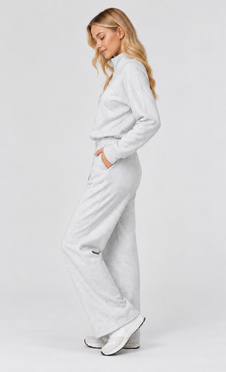 Kenna Luxe Half Zip Wide Leg Lounge Set