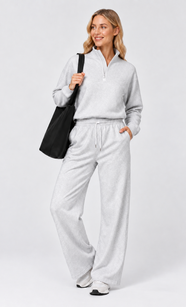 Kenna Luxe Half Zip Wide Leg Lounge Set