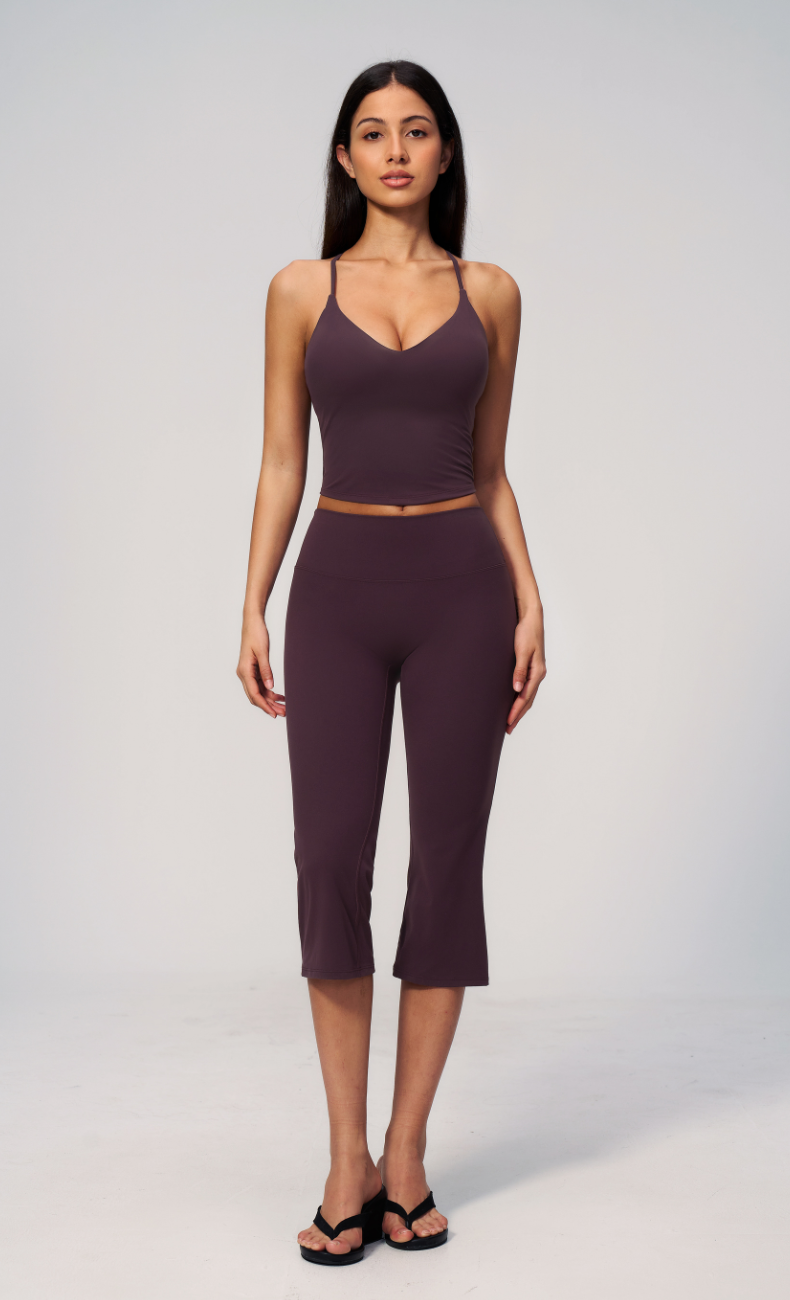 Leah V-Neck Cami Capri Flare Workout Set