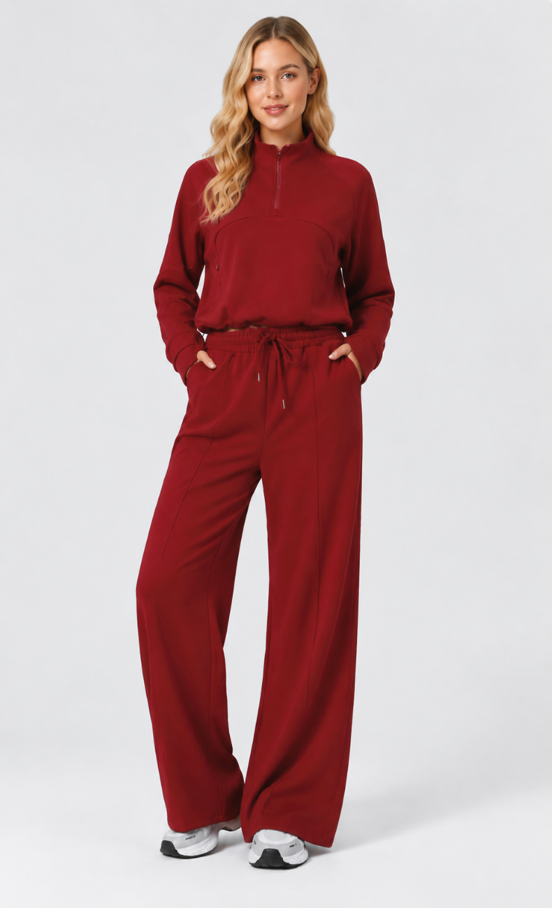 Kenna Luxe Half Zip Wide Leg Lounge Set