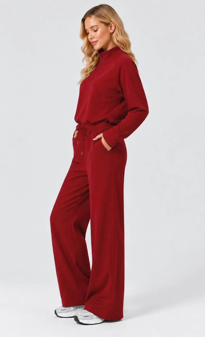 Kenna Luxe Half Zip Wide Leg Lounge Set