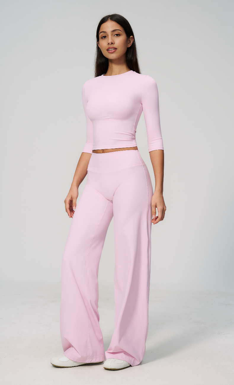 Alexandra 3/4 Sleeve Wide Leg Pants Workout Set