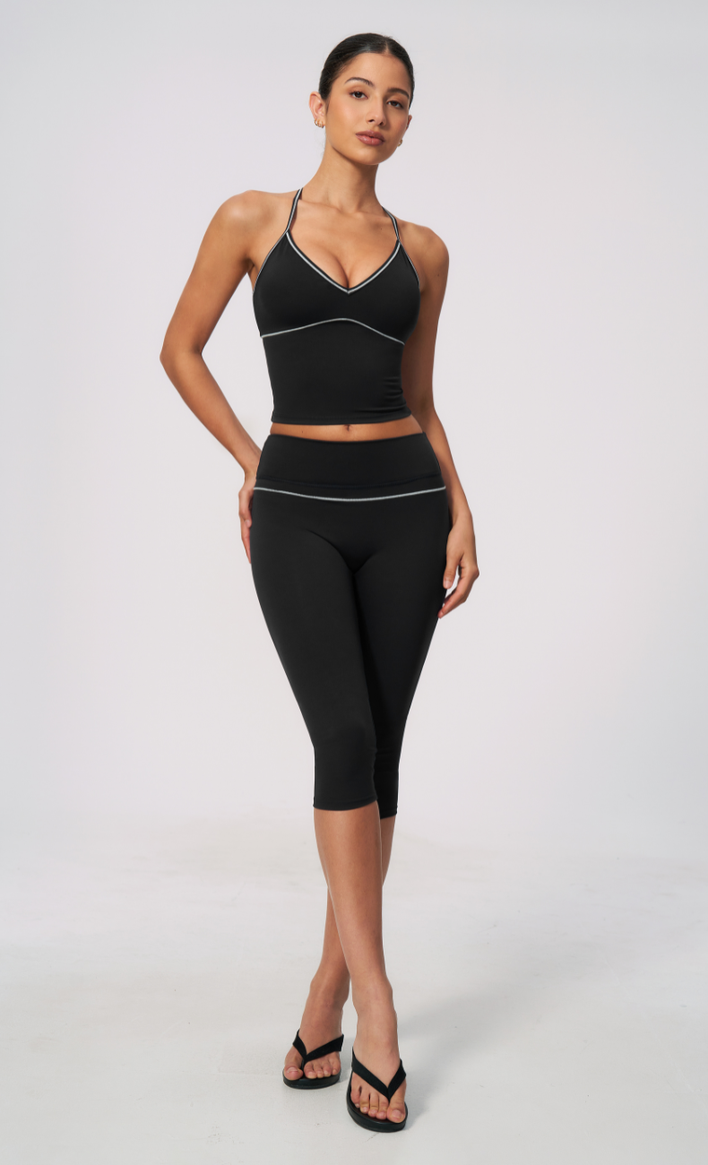 Arielle V-Neck Cami High Waist Capri Workout Set
