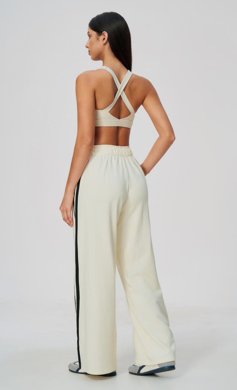 Veronica Cotton Side Stripe Wide Leg Pant