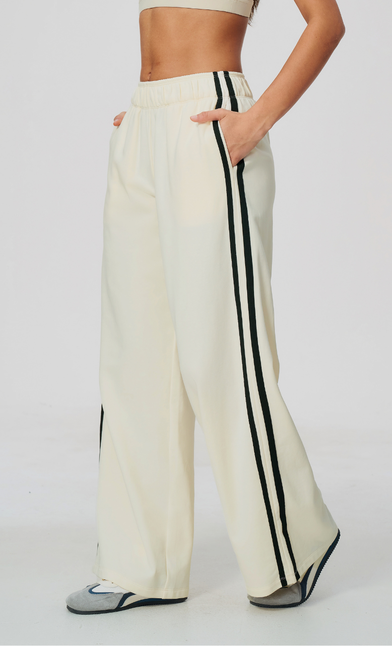 Veronica Cotton Side Stripe Wide Leg Pant
