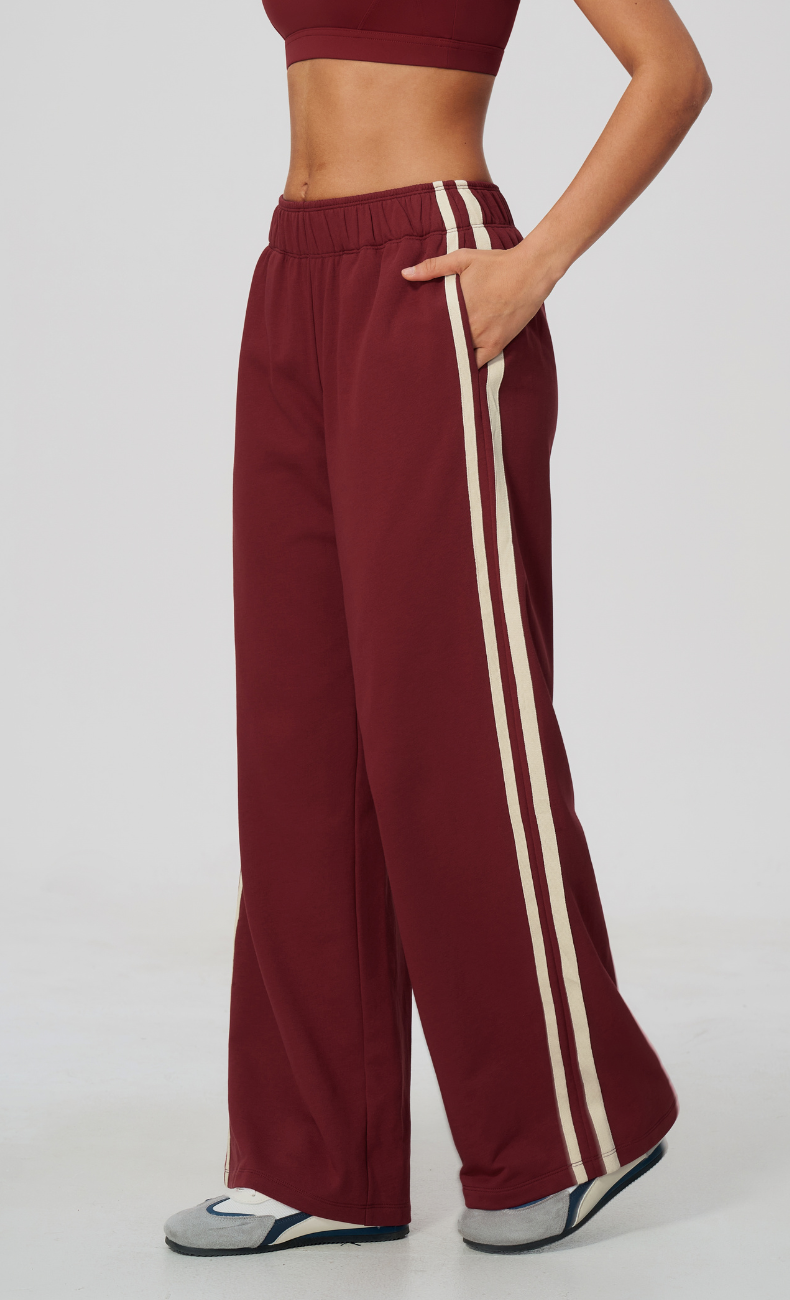 Veronica Cotton Side Stripe Wide Leg Pant