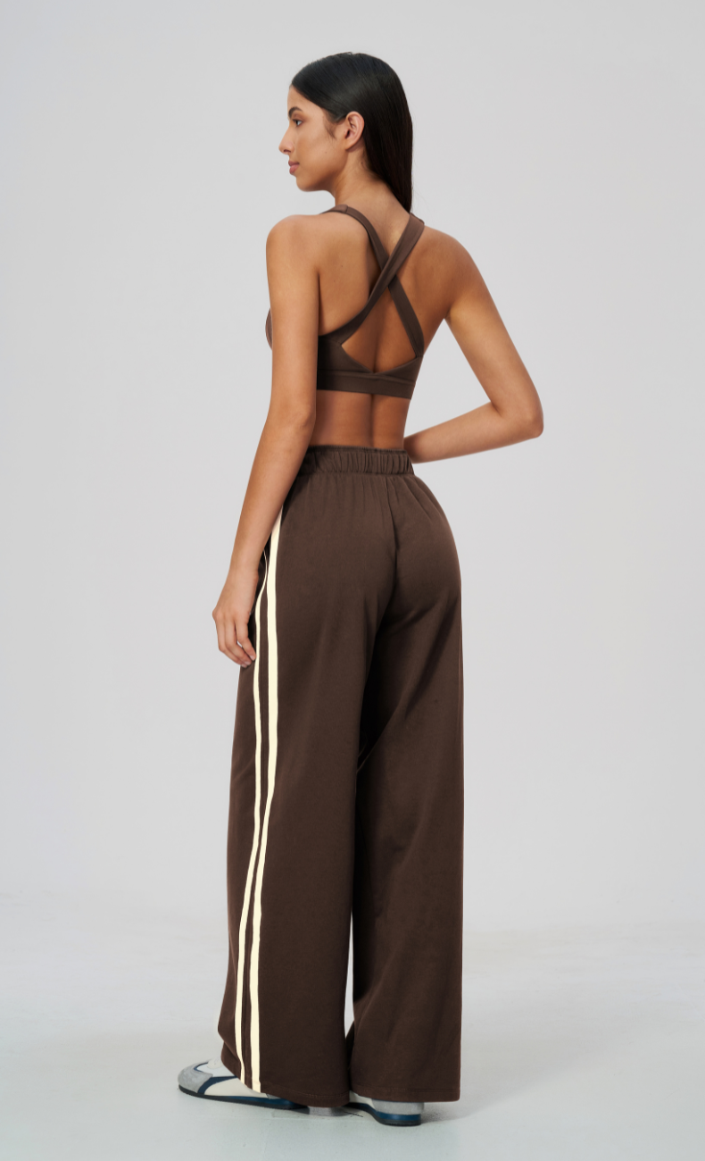 Veronica Cotton Side Stripe Wide Leg Pant