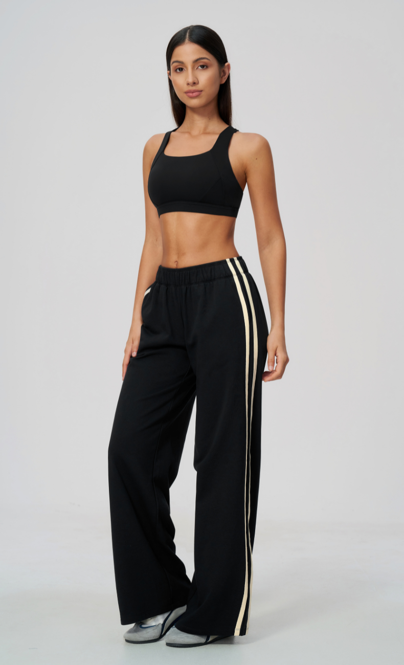 Veronica Cotton Side Stripe Wide Leg Pant