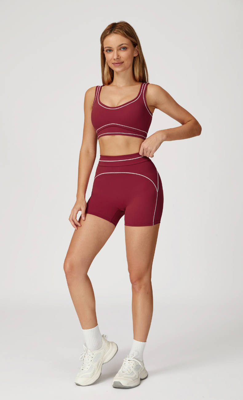 Alexis Contrast Trim Workout Shorts Set