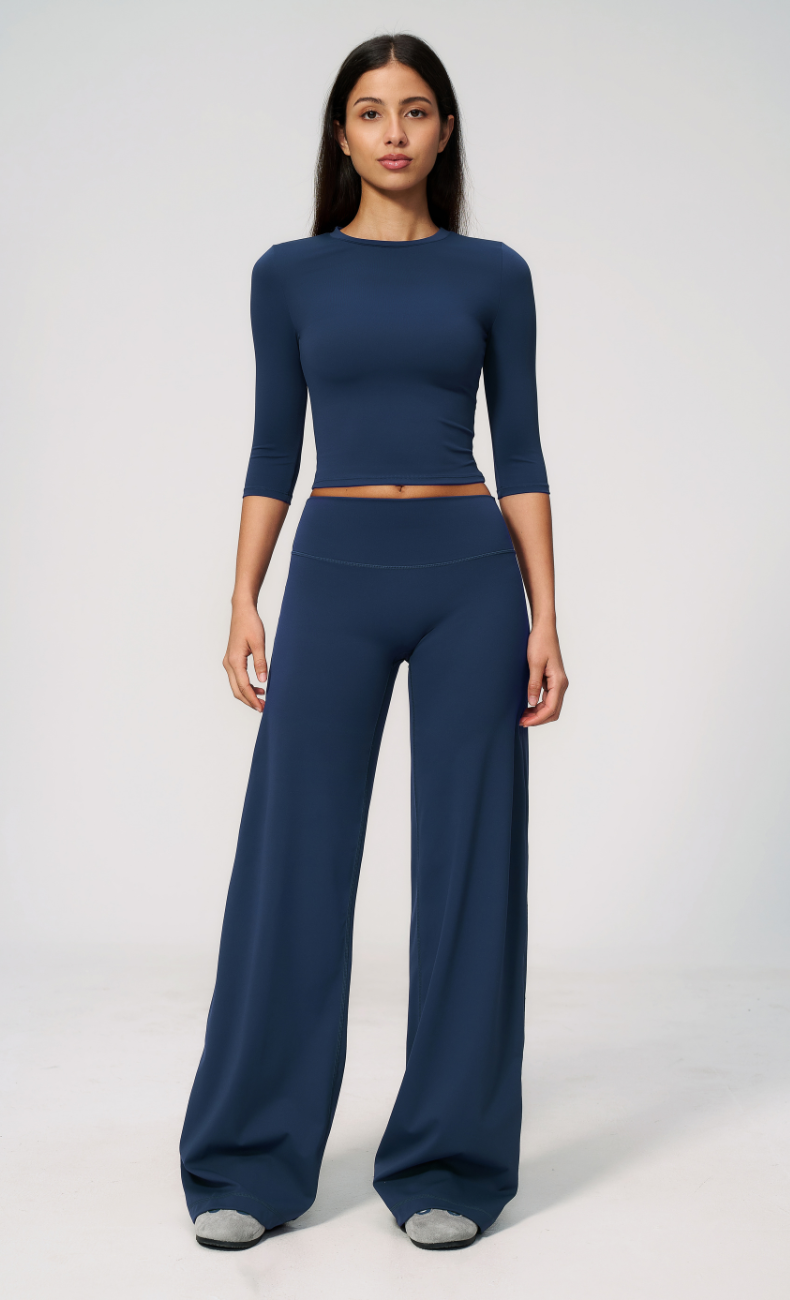 Alexandra 3/4 Sleeve Wide Leg Pants Workout Set