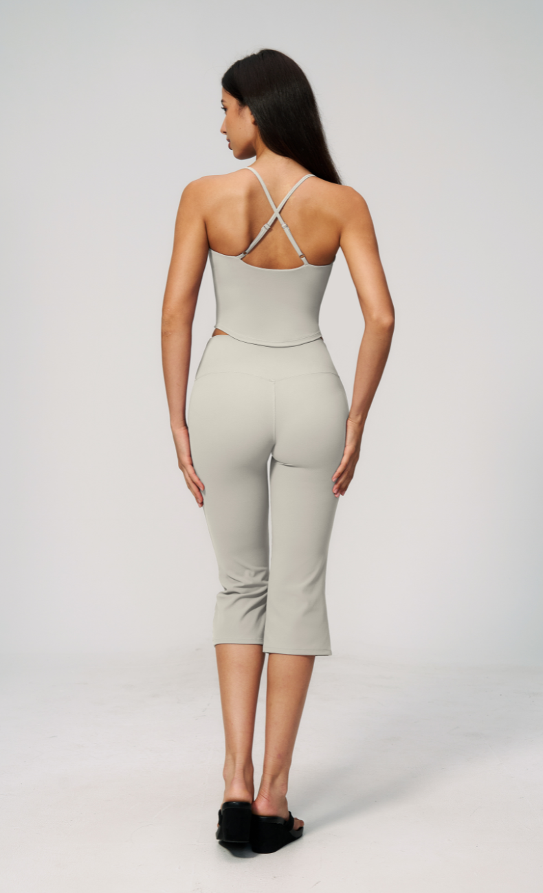 Leah V-Neck Cami Capri Flare Workout Set