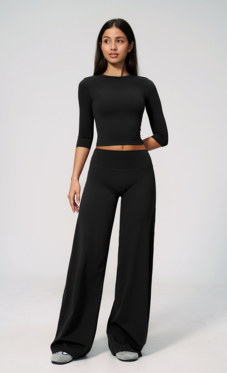 Alexandra 3/4 Sleeve Wide Leg Pants Workout Set