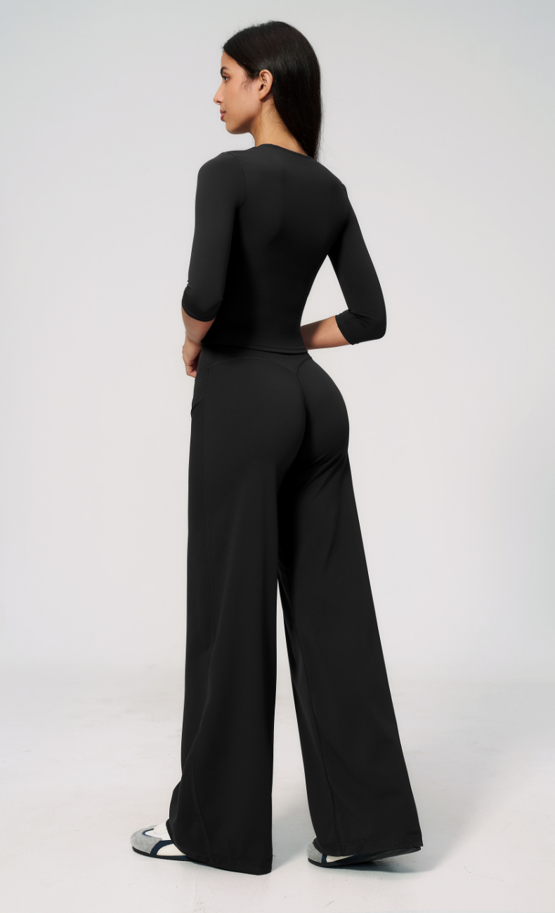 Alexandra 3/4 Sleeve Wide Leg Pants Workout Set