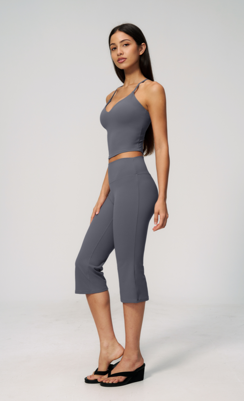 Leah V-Neck Cami Capri Flare Workout Set