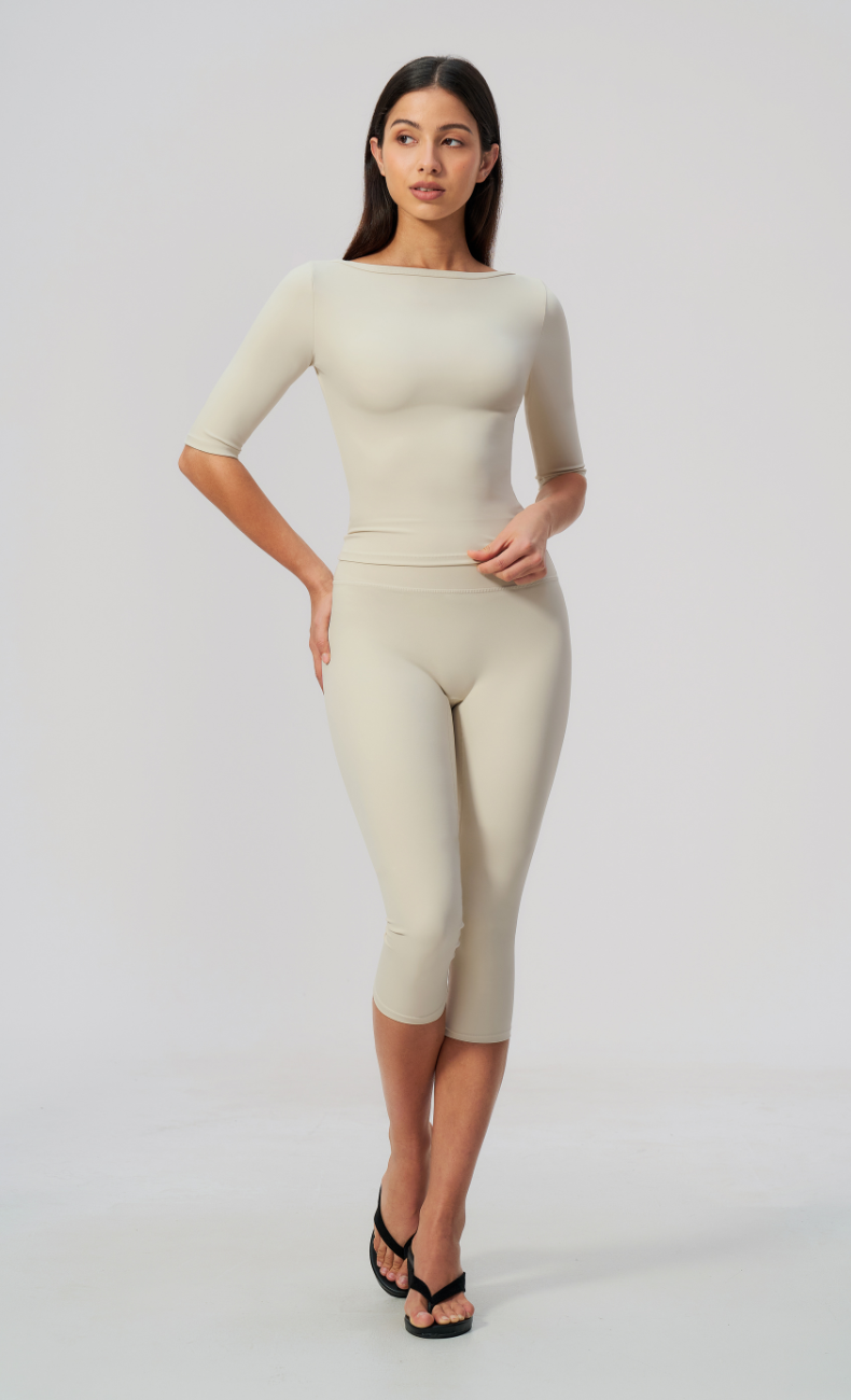 Taylor Boat Neck High Waisted Capri Workout Set
