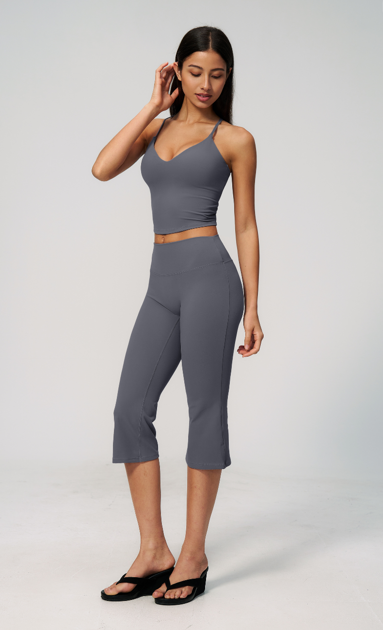 Leah V-Neck Cami Capri Flare Workout Set