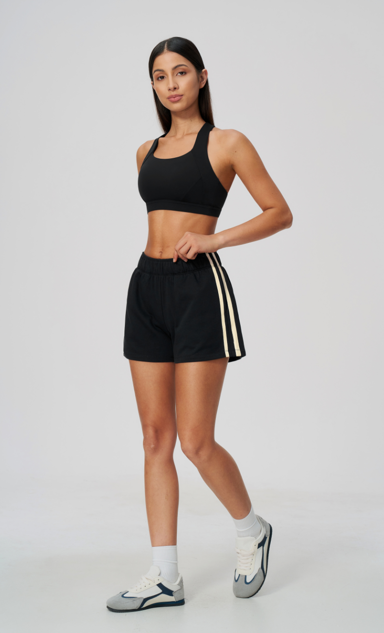 Veronica Cotton Side Stripe Relaxed Sweat Shorts