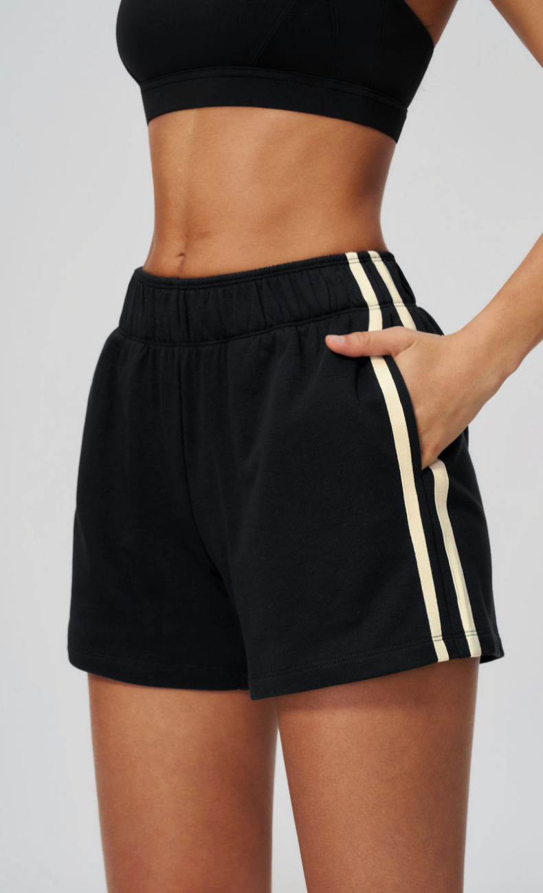 Veronica Cotton Side Stripe Relaxed Sweat Shorts